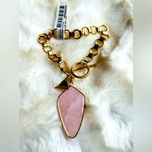 Anthropologie gold tone pink charm bracelet NWT